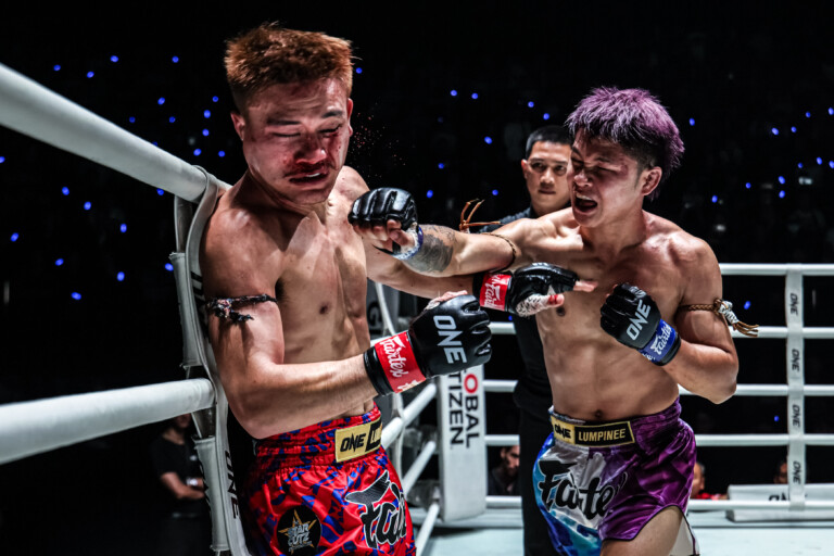 Pompet PongSuphan PK punches Jaosuayai Mor Krungthepthonburi at ONE Friday Fights 147
