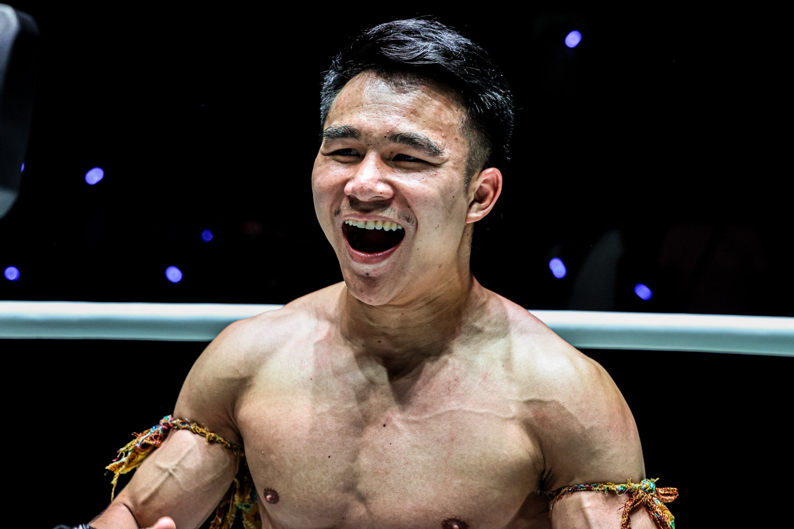 Worapon Lukjaoporongtom all smiles after beating Arthur Brossier at ONE Friday Fights 145.