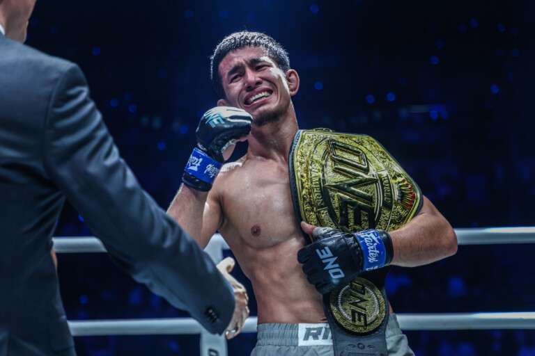 Avazbek Kholmirzaev overwhelmed with emotions after securing ONE Flyweight MMA World Title at ONE SAMURAI 1.