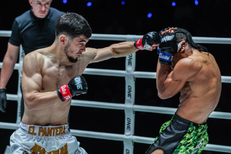 Aslamjon Ortikov punches Jordan Estupinan at ONE Fight Night 43