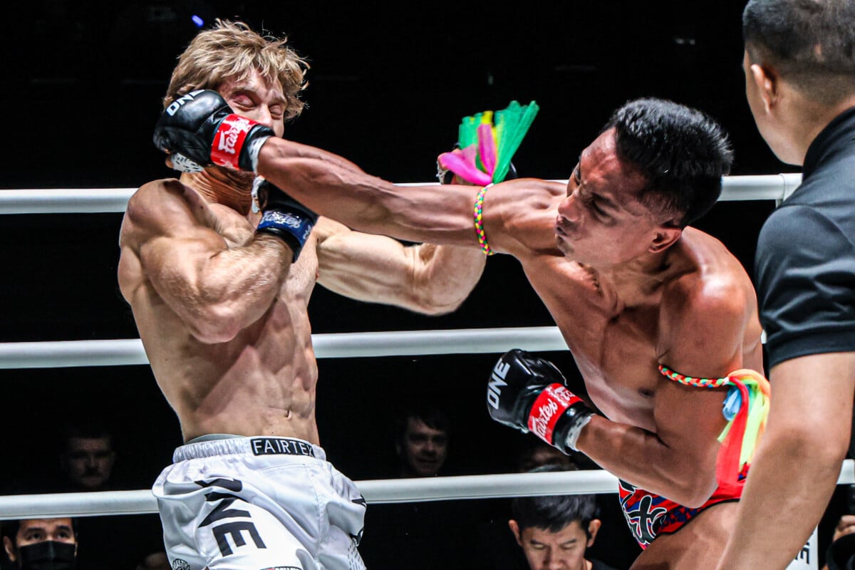 Mongkoldetlek Por Pim and Ruslan Tuktarov in action at ONE Friday Fights 156.