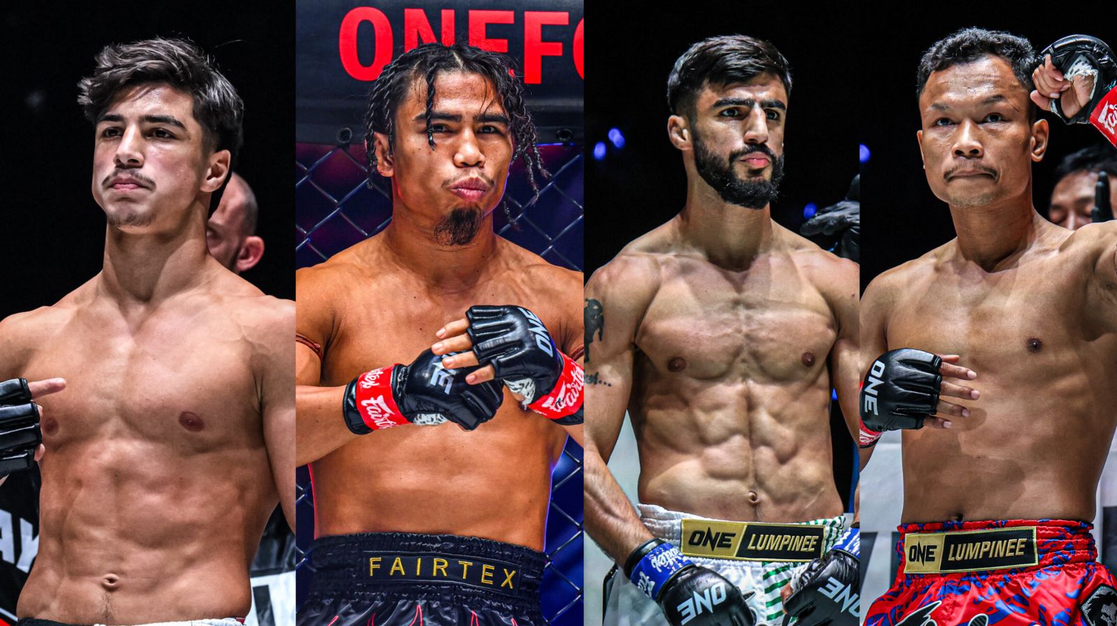 Ramadan Ondash, Suriyanlek Por Yenying, Abdallah Ondash, and Denkriangkrai Mavinn Muaythai before their fights.