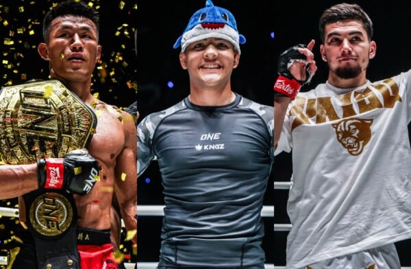 Tang Kai, Diogo Reis, Aslamjon Ortikov celebrate their big wins at ONE Fight Night 43 on May 15.