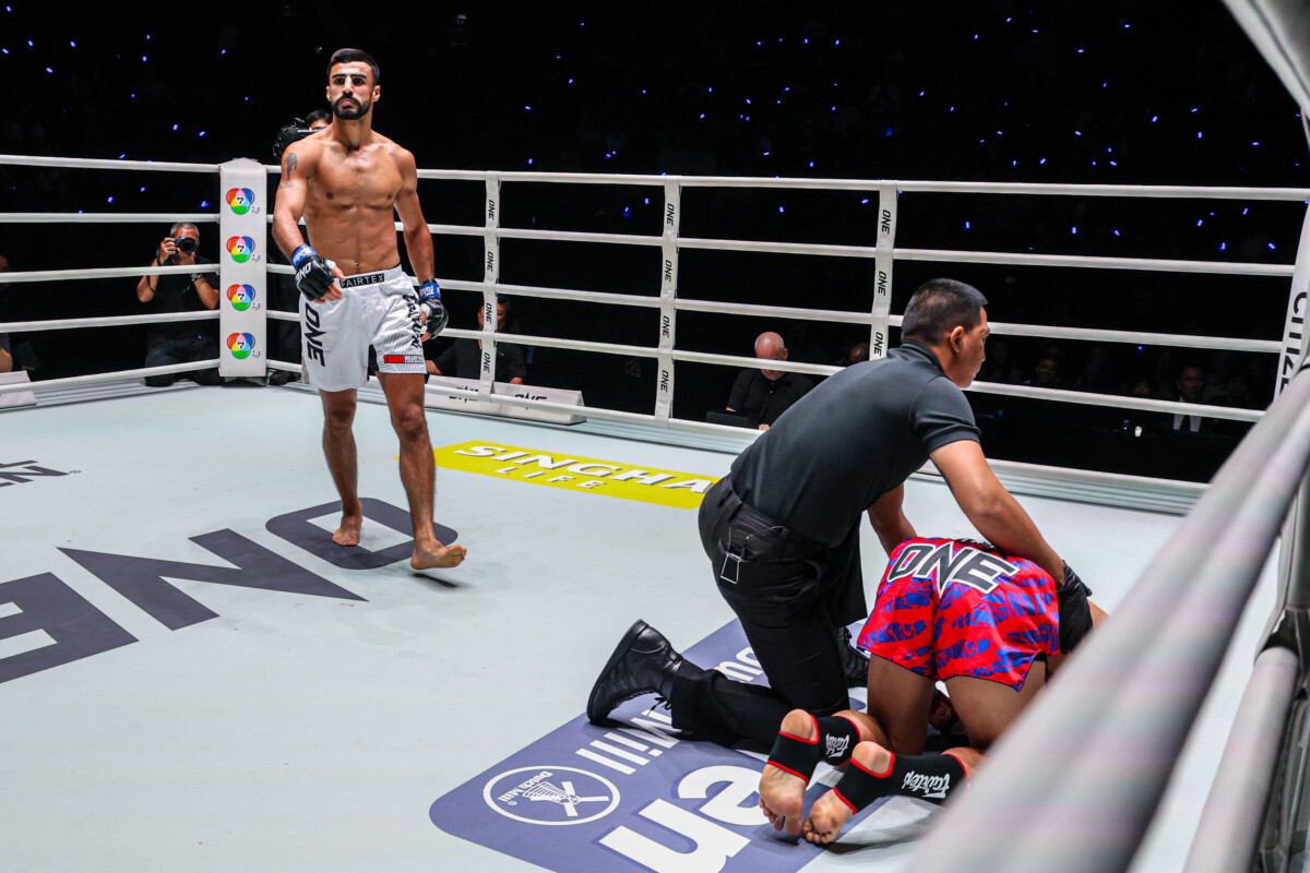 Abdallah Ondash walks away after knocking out Chokpreecha PK TomTKalaiyont at The Inner Circle 24