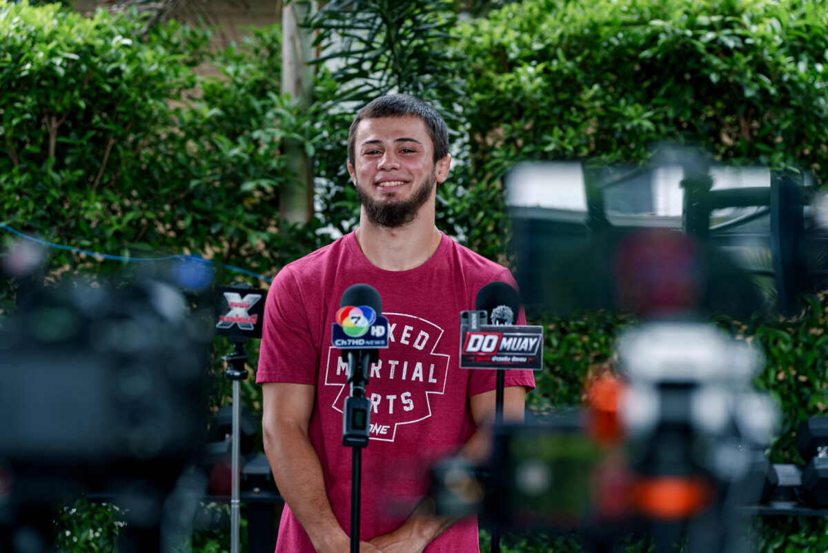 Abdulla Dayakaev interacts with media at The Inner Circle 25 Open Workout