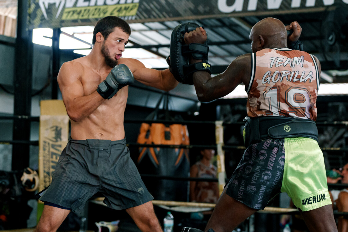 Abdulla Dayakaev unleashes a punch at The Inner Circle 25 Open Workout