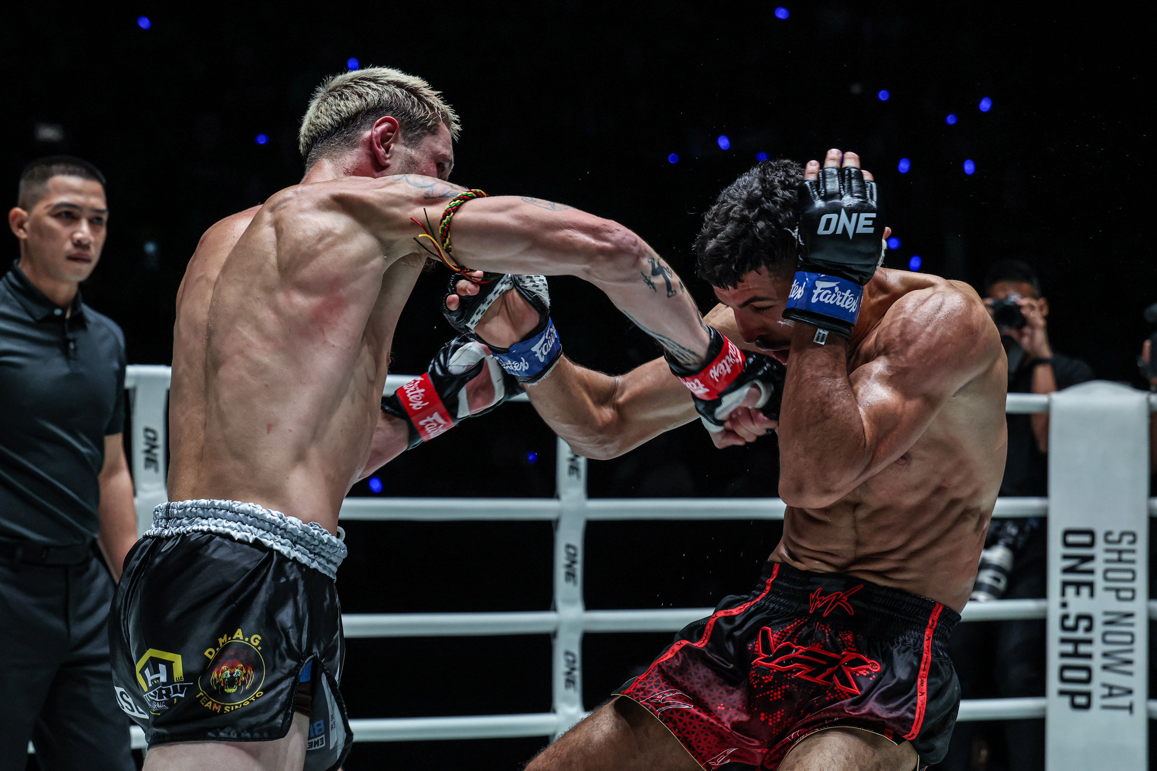 Muay Thai fighter Luke Lessei punches Mohamed Younes Rabah