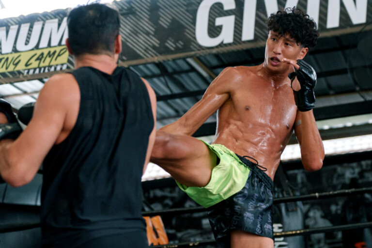 Nabil Anane lands a kick at The Inner Circle 25 Open Workout