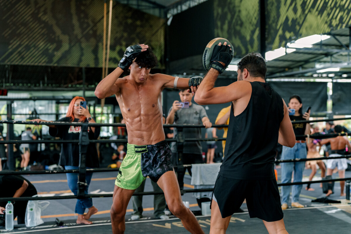 Nabil Anane prepares to strike at The Inner Circle 25 Open Workout