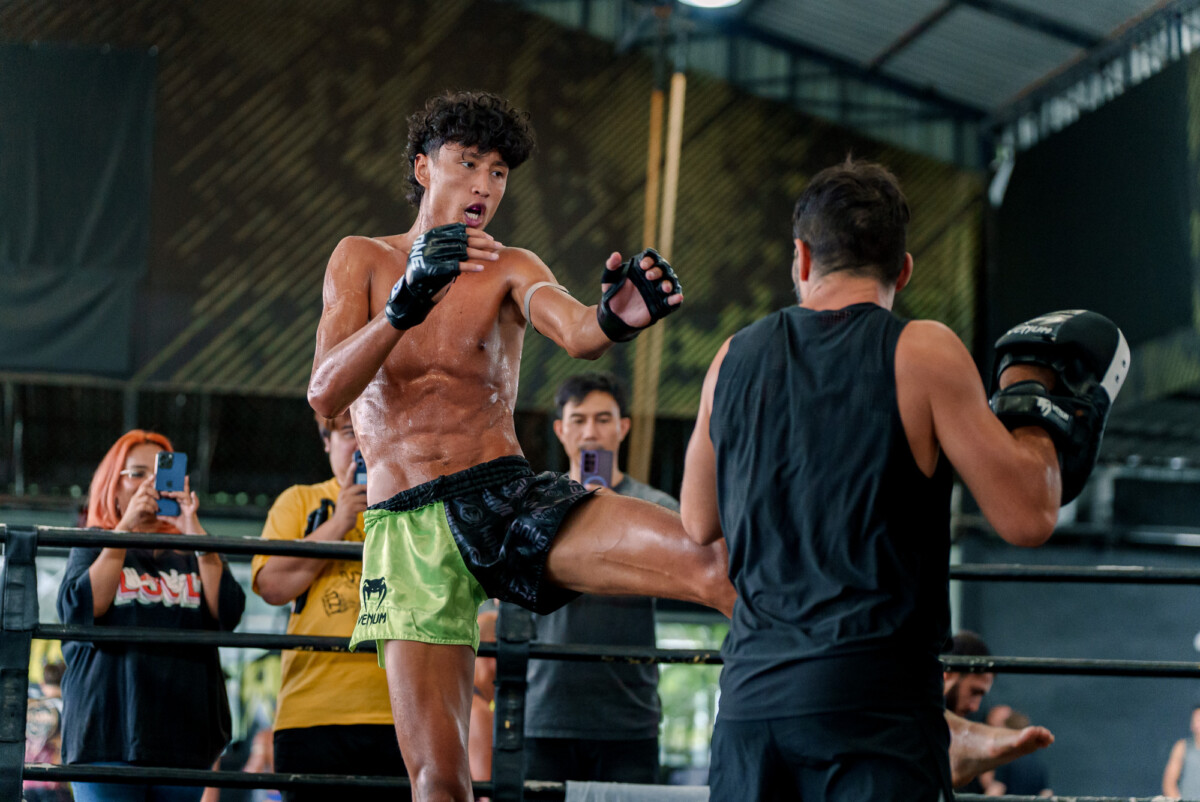 Nabil Anane lands a kick at The Inner Circle 25 Open Workout