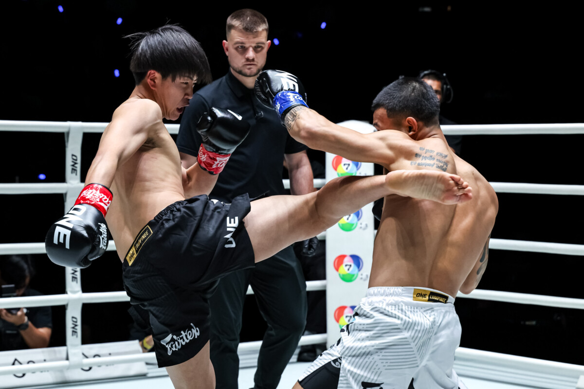 Ryujin Nasukawa connects with a body kick at The Inner Circle 23 on July 24