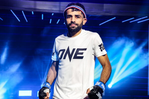 Akram Hamidi makes his entrance before he faces Watcharaphon Laochokcharoen at ONE Friday Fights 164.