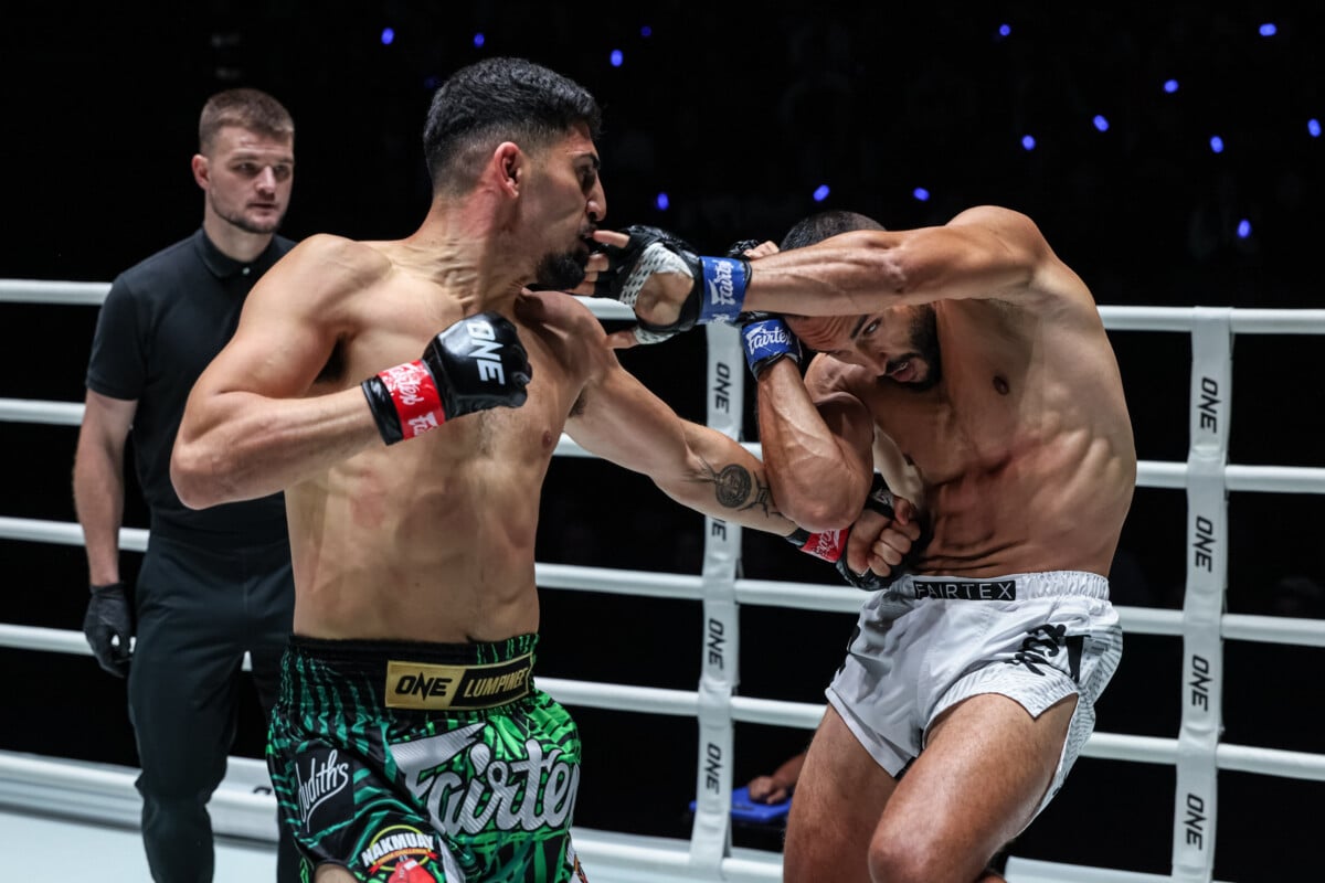 Dalian Dawody throws a body shot on Lamin Souayah at The Inner Circle 27