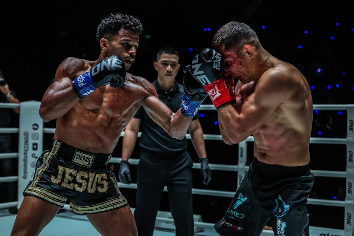 Denis Souza Jr. throws an uppercut on Dmitrii Kovtun at ONE Fight Night 46