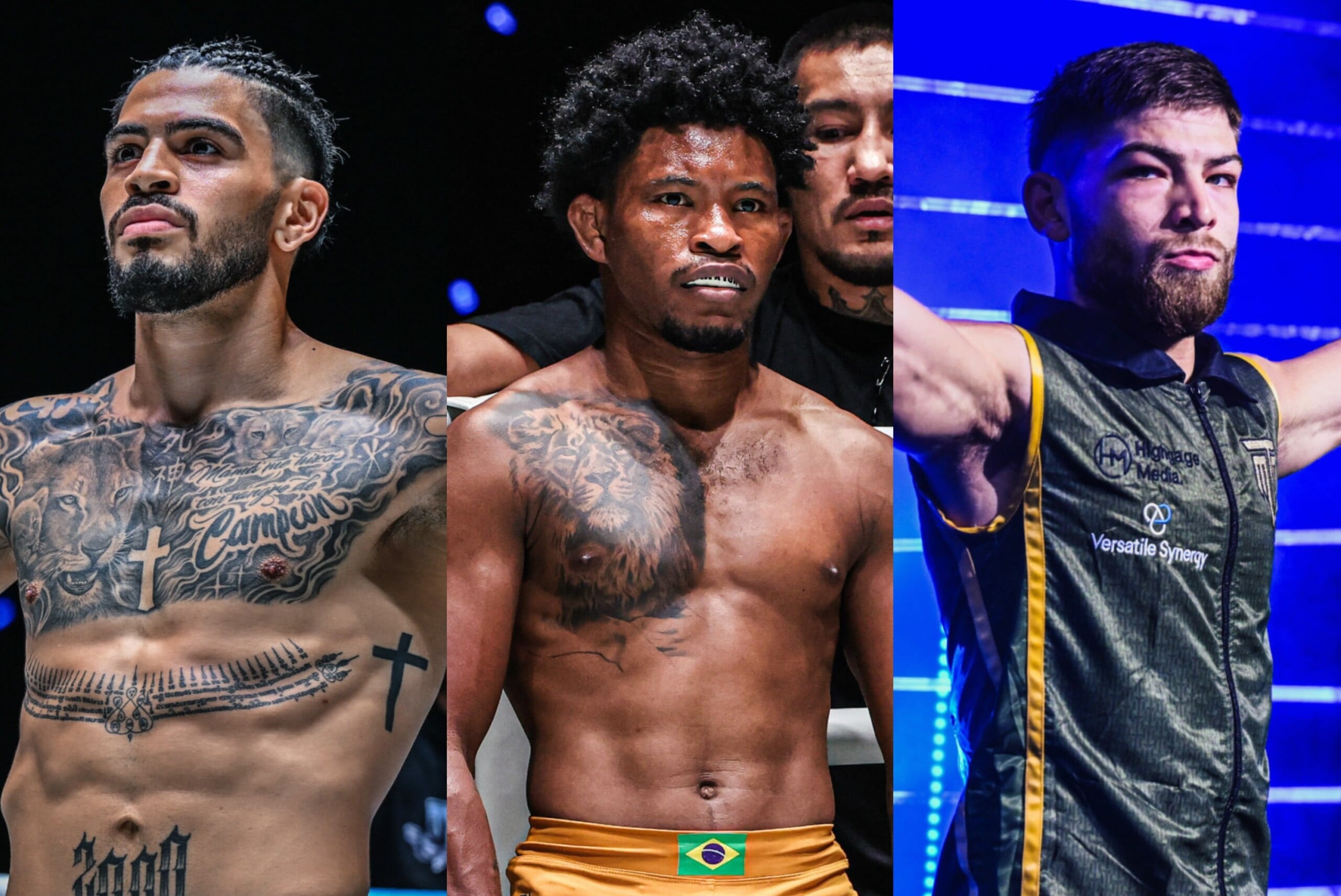 (From left) Ricardo Bravo, Fabio Henrique, and Ellis Badr Barboza return to action at ONE Fight Night 47.