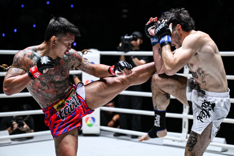 Gingsanglek slams a high kick against Dmitri Ramos at The Inner Circle 26.