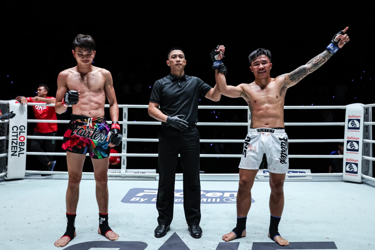 Khunpon and Panpadej after their clash at ONE Friday Fights 166.
