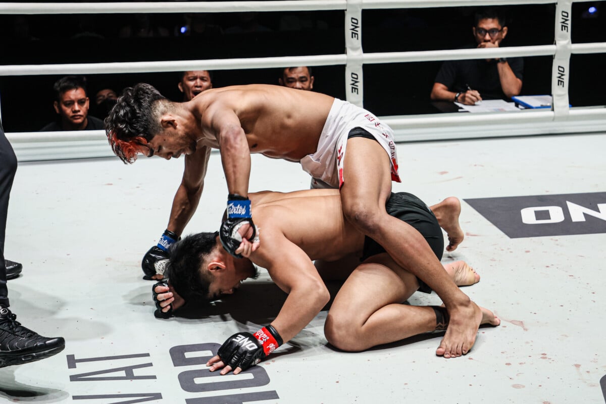 Marcos Aurelio attacks Jhanlo Mark Sangiao with heavy ground and pound at ONE Fight Night 46