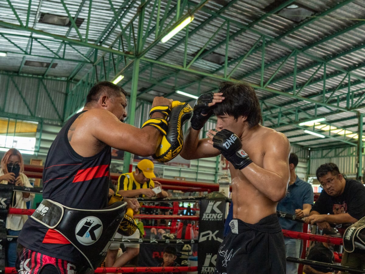 Yod IQ Or Pimolsri connects with an elbow at The Inner Circle 30 open workout