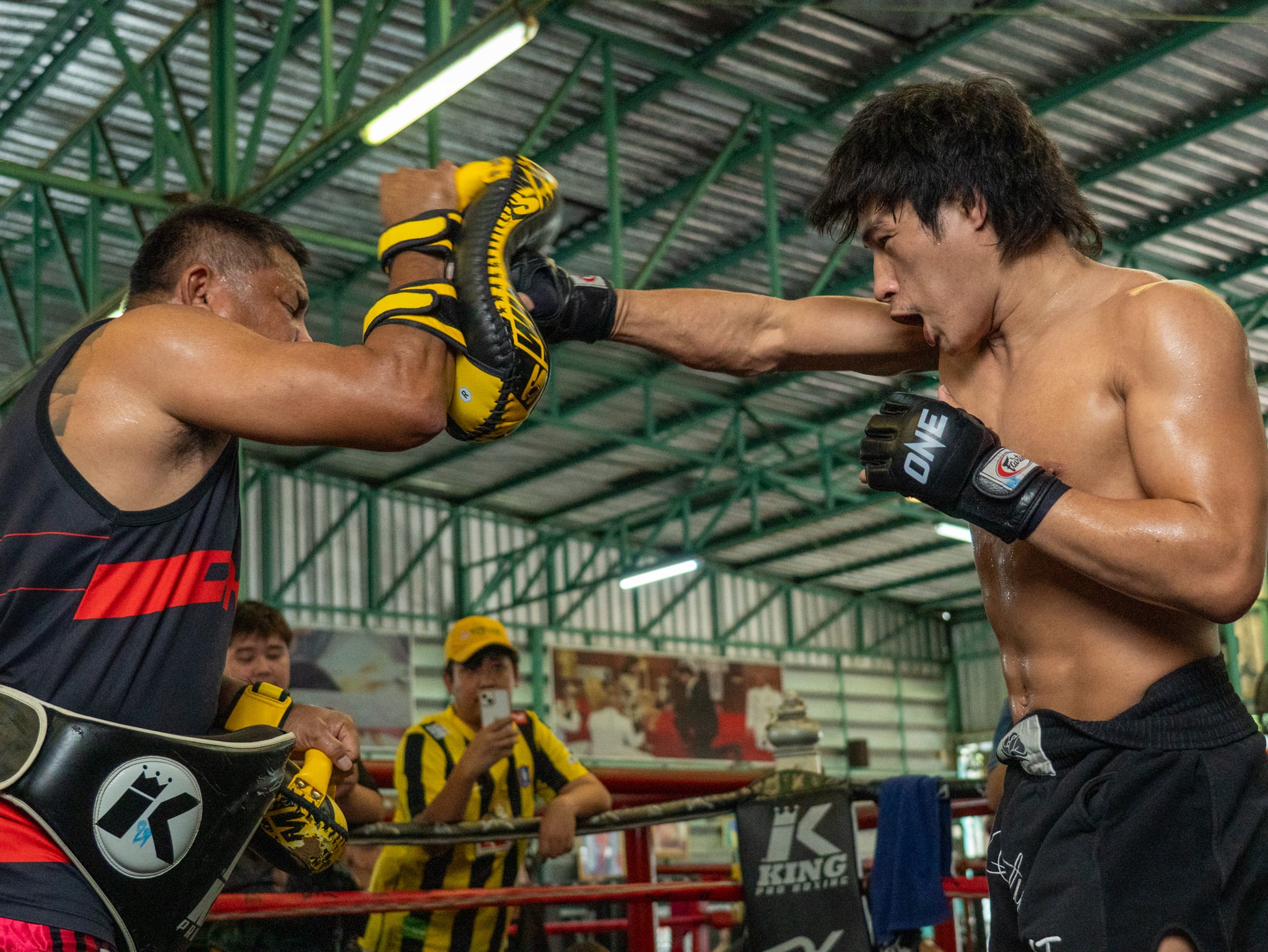 Yod IQ Or Pimolsri lands a straight right at The Inner Circle 30 open workout