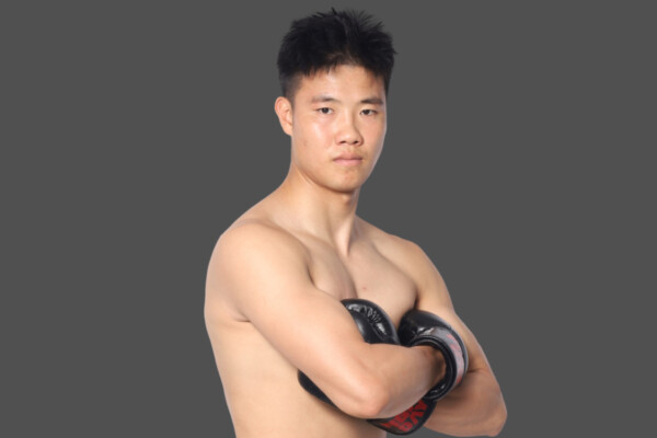Chinese kickboxer Zhou Jiaqiang in his fight pose