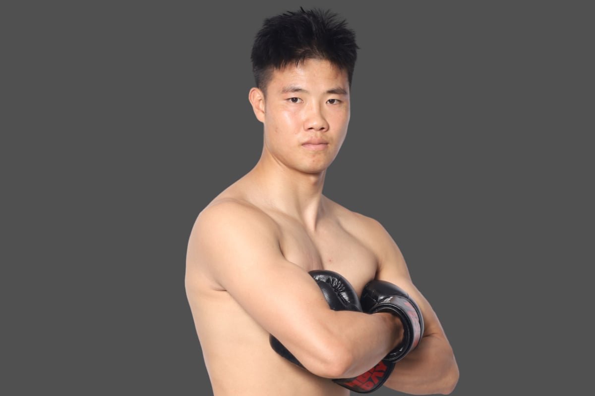 Chinese kickboxer Zhou Jiaqiang in his fight pose