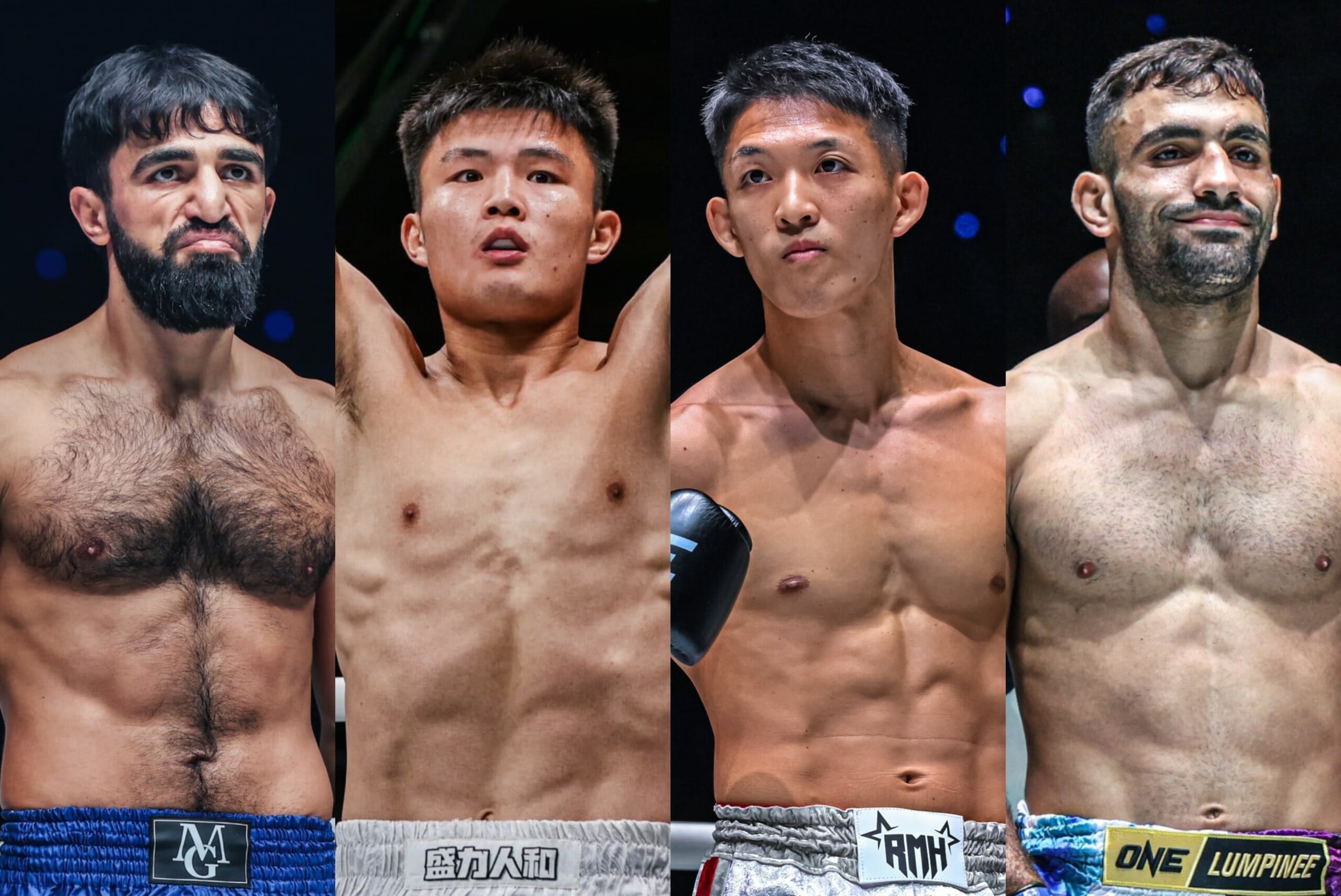 (From left) Marat Grigorian, Luo Chao, Masaaki Noiri, and Mohammad Siasarani set for ONE SAMURAI 4.