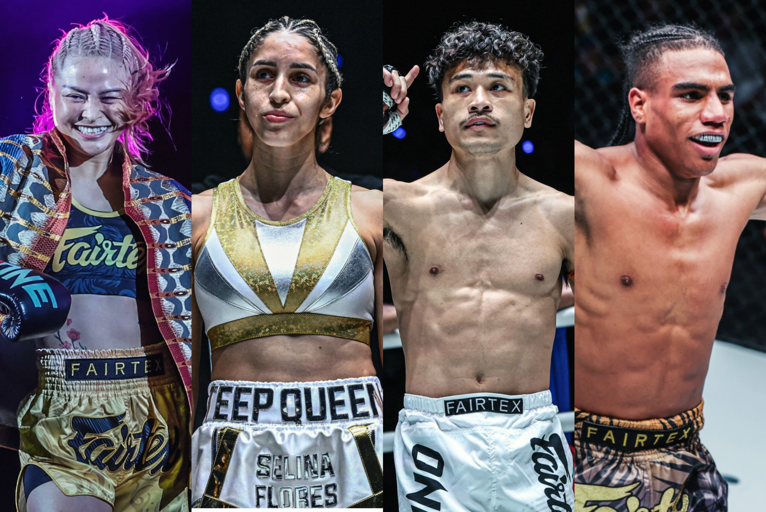 (From left) Stamp Fairtex, Selina Flores, Jaosuayai Mor Krungthepthonburi, Jordan Estupinan.
