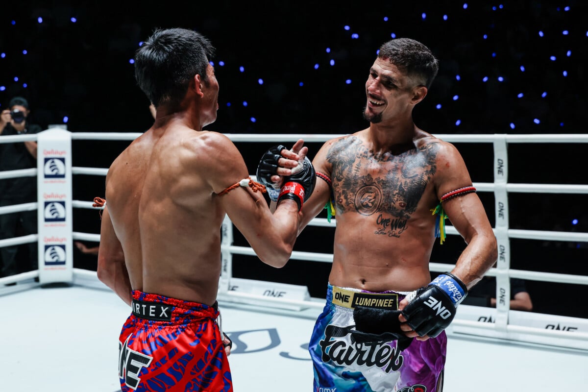 Ferrari and Julio Lobo shake hands after their battle at The Inner Circle 30