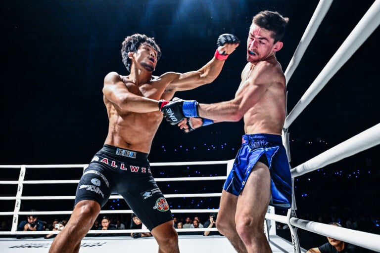 Yuya Wakamatsu connects with a thudding left on Willie van Rooyen at ONE SAMURAI 3