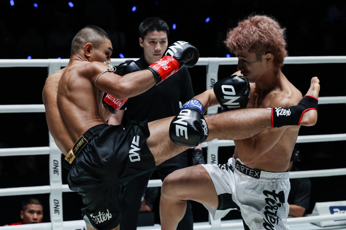 Attachai Kelasport throws a body kick on Kojiro Shiba at The Inner Circle 34