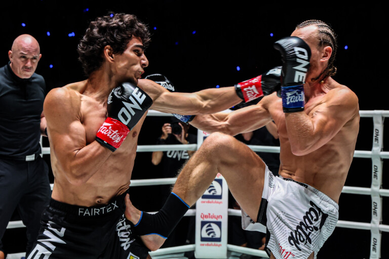 Dzhamil Osmanov lands a left hand on Ben Woolliss at The Inner Circle 33.