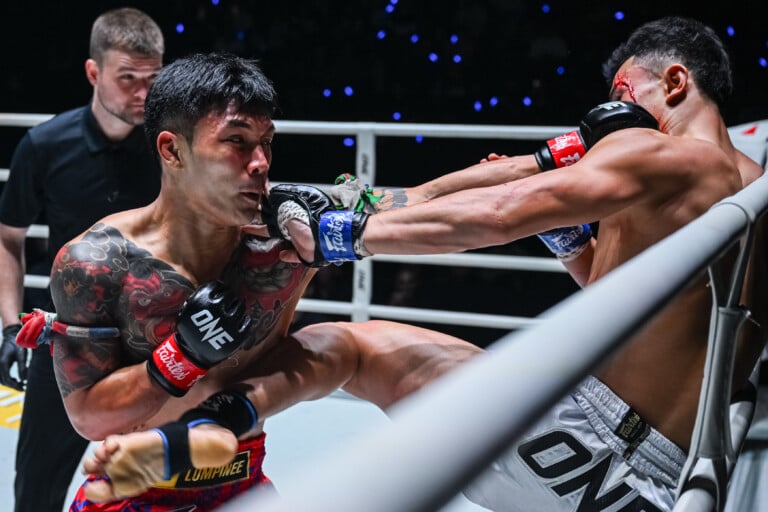 Khundet PK Saenchai uncorks a stinging left hand at Kiwthong TKD Muaythai at ONE Friday Fights 174.