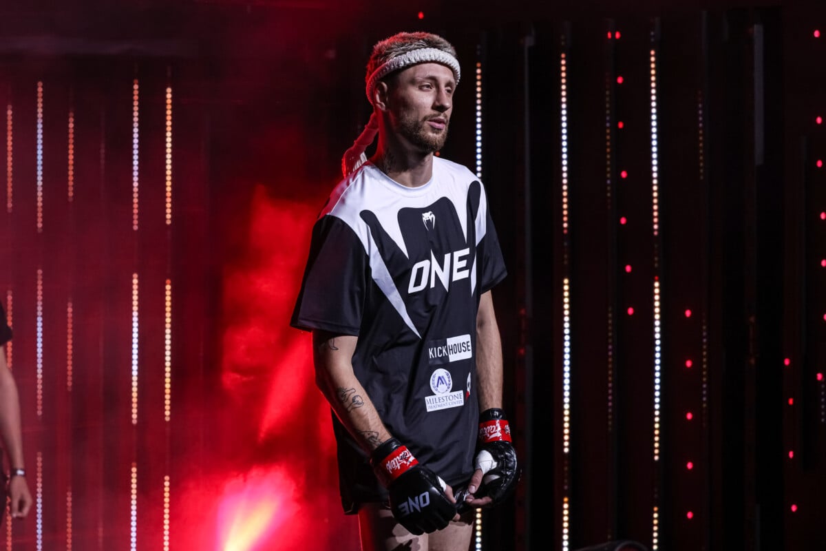 Luke Lessei makes his way to the ring to clash with Charlie Guest at ONE Fight Night 48