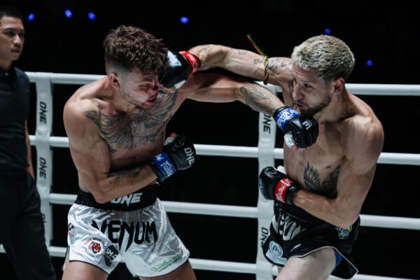 Luke Lessei fires an overhand right on Charlie Guest at ONE Fight Night 48