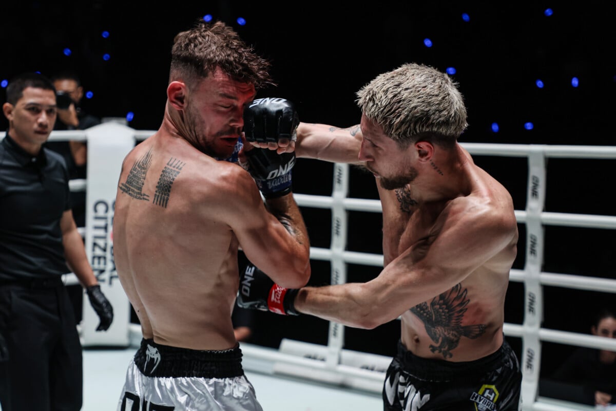 Luke Lessei connects with a solid right hand on Charlie Guest at ONE Fight Night 48