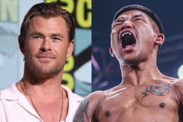 A split image of Chris Hemsworth (L) and Rodtang Jitmuangnon (R)