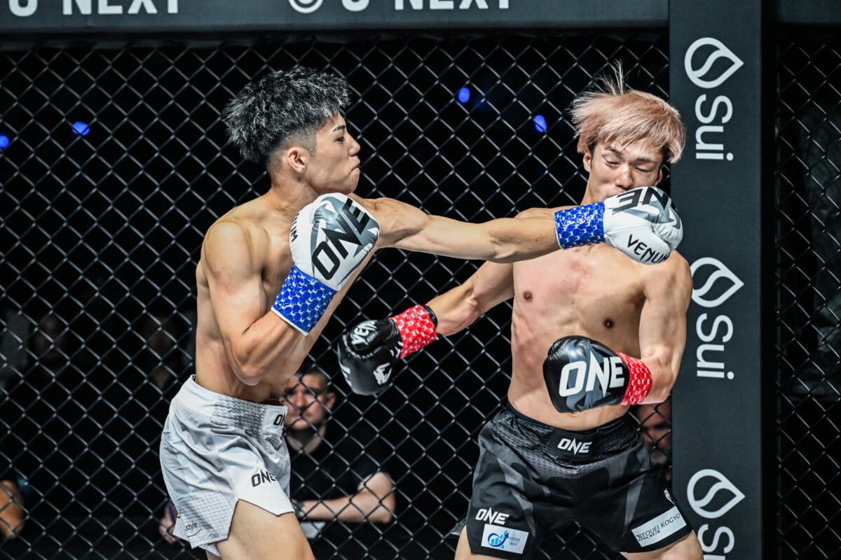 Shoma Okumura connects with a left hand on Toki Tamaru at ONE SAMURAI 4.