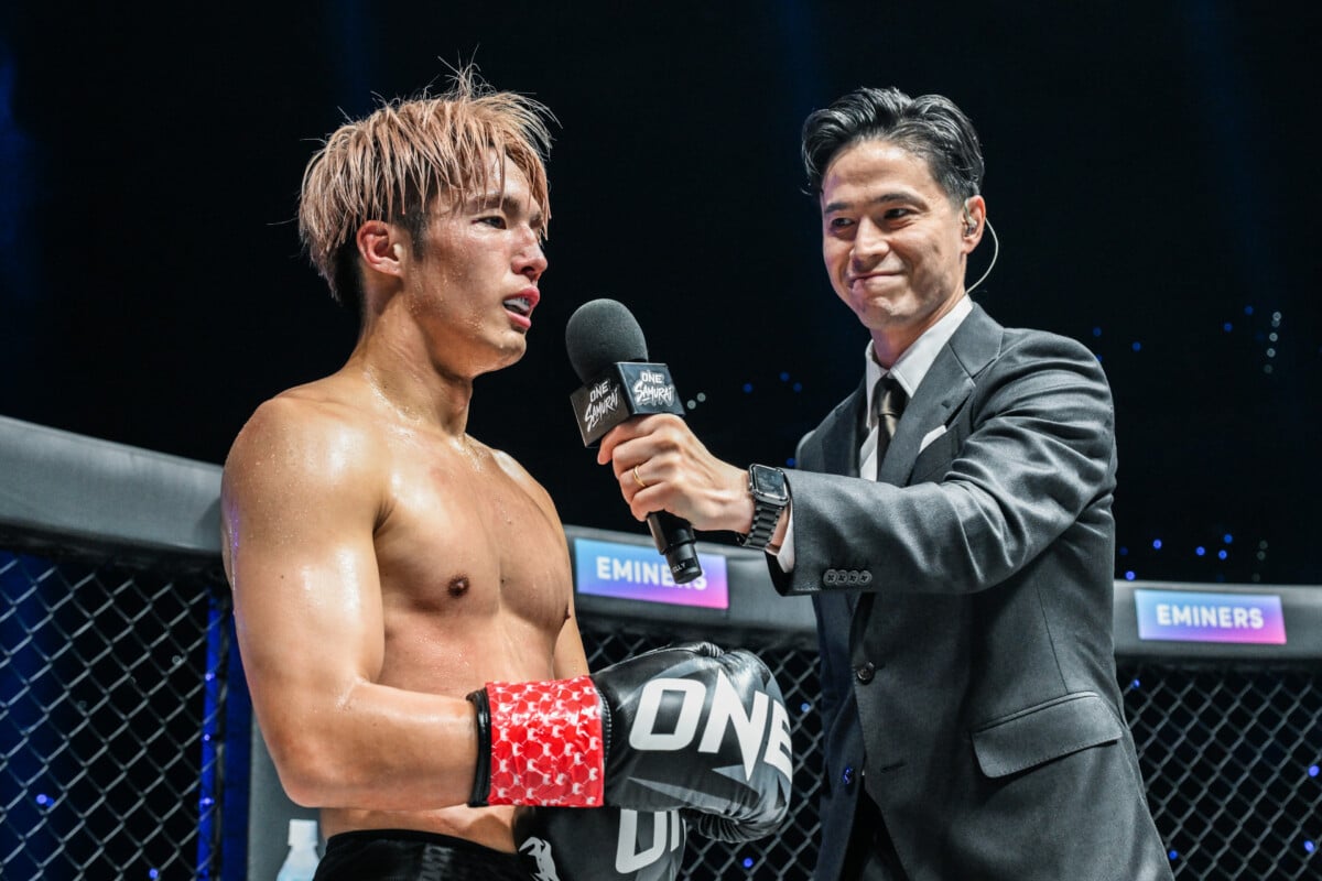 Toki Tamaru delivers his speech inside the Circle at ONE SAMURAI 4.