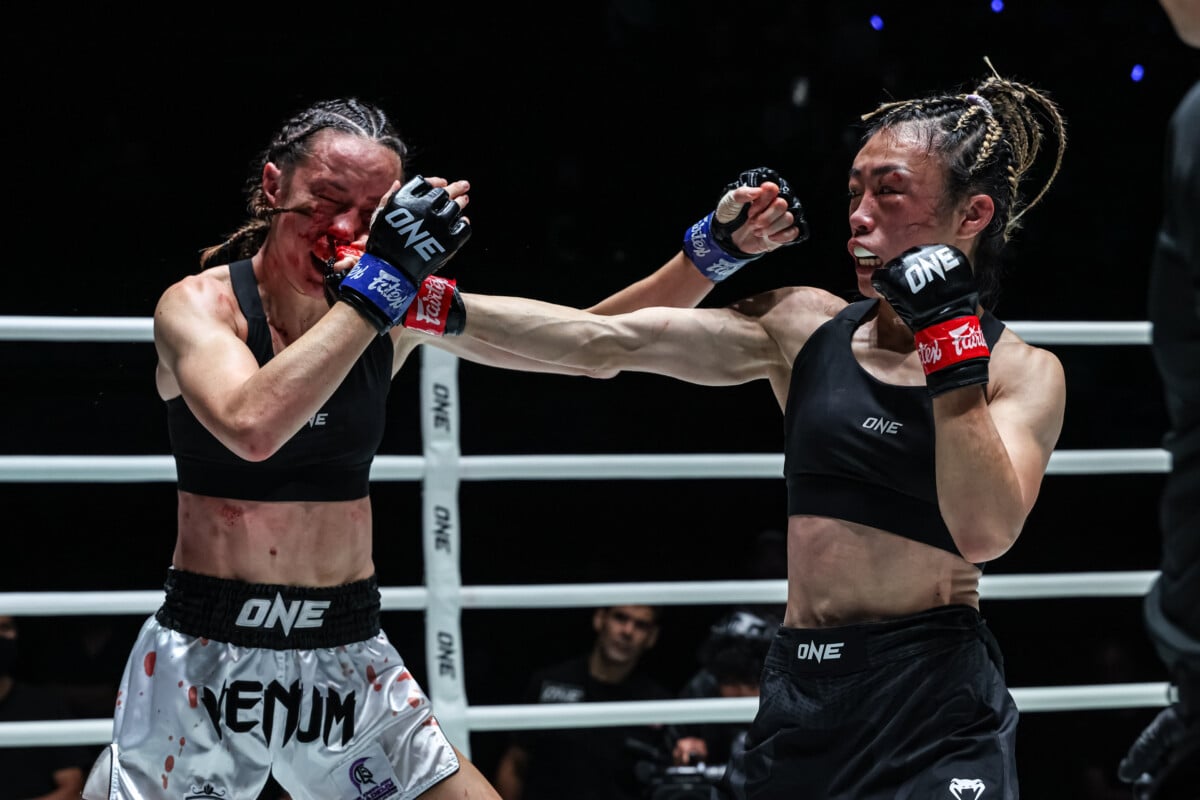 Yu Yau Pui lands a right hand on Marie McManamon at ONE Fight Night 48