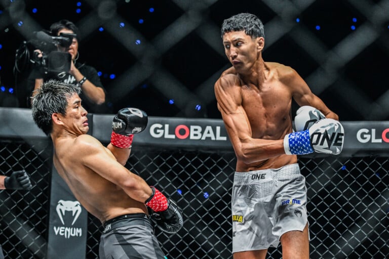Nabil Anane launches at Yuki Yoza with punches at ONE SAMURAI 4.