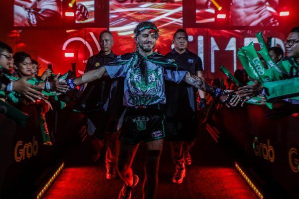Josh Tonna walks to the ring for battle in Jakarta, Indonesia