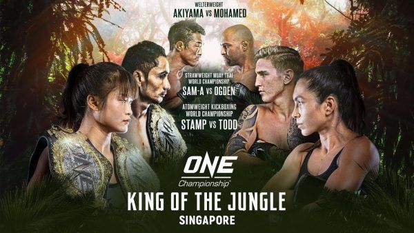 The poster for ONE: KING OF THE JUNGLE featuring Stamp Fairtex, Janet Todd, and Sam-A Gaiyanghadao.