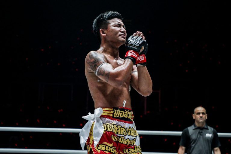 ONE Flyweight Muay Thai World Champion Rodtang Jitmuangnon prays following his win over Jonathan Haggerty