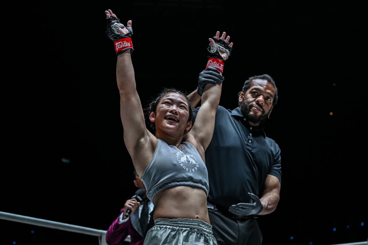 Chihiro Sawada gets her hand raised against Noelle Grandjean at ONE Fight Night 22.
