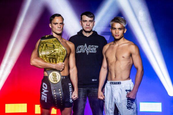 Jonathan Di Bella and Zhang Peimian face off ahead of their ONE Strawweight Kickboxing World Title rematch