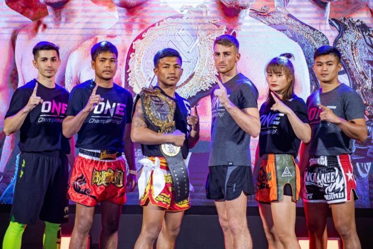 Rodtang, Stamp, and the rest of ONE's stars shine during the ONE: A NEW TOMORROW press con in Bangkok, Thailand