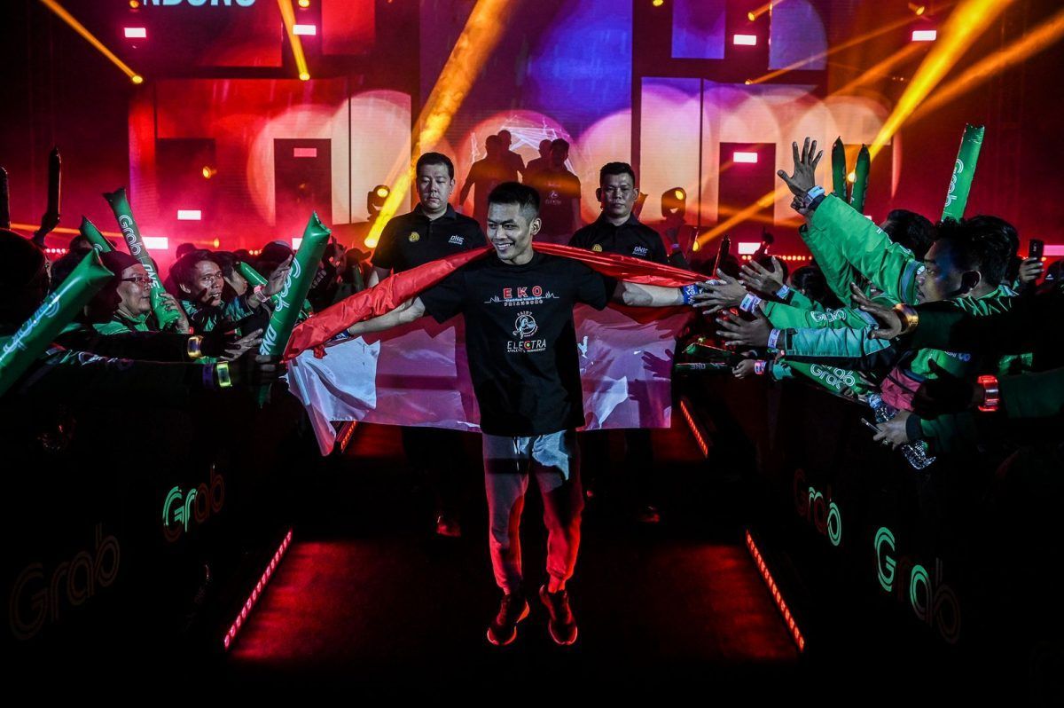 Eko Priandono makes his entrance in Jakarta, Indonesia