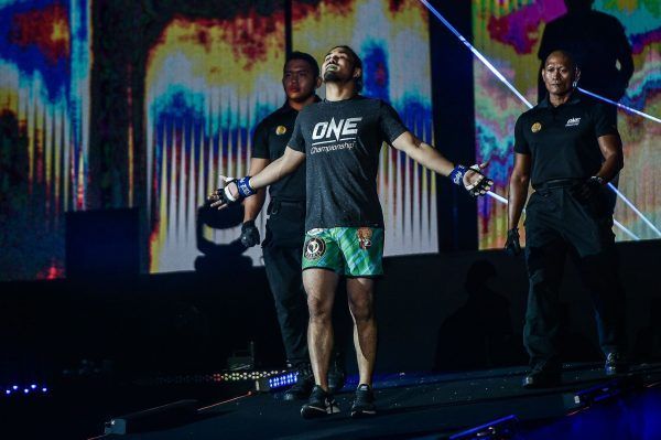 Kimihiro Eto makes his entrance ahead of his bout with Amir Khan at at ONE KING OF THE JUNGLE