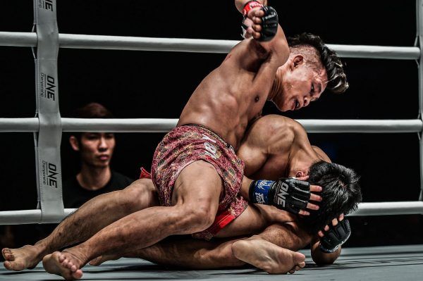 Indonesian mixed martial artist Adrian Mattheis unloads his ground and pound strikes